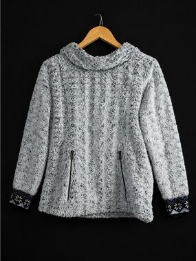 Wooly Bully Heli Pullover Hoodie with a "swirl" or curly faux lamb fur texture